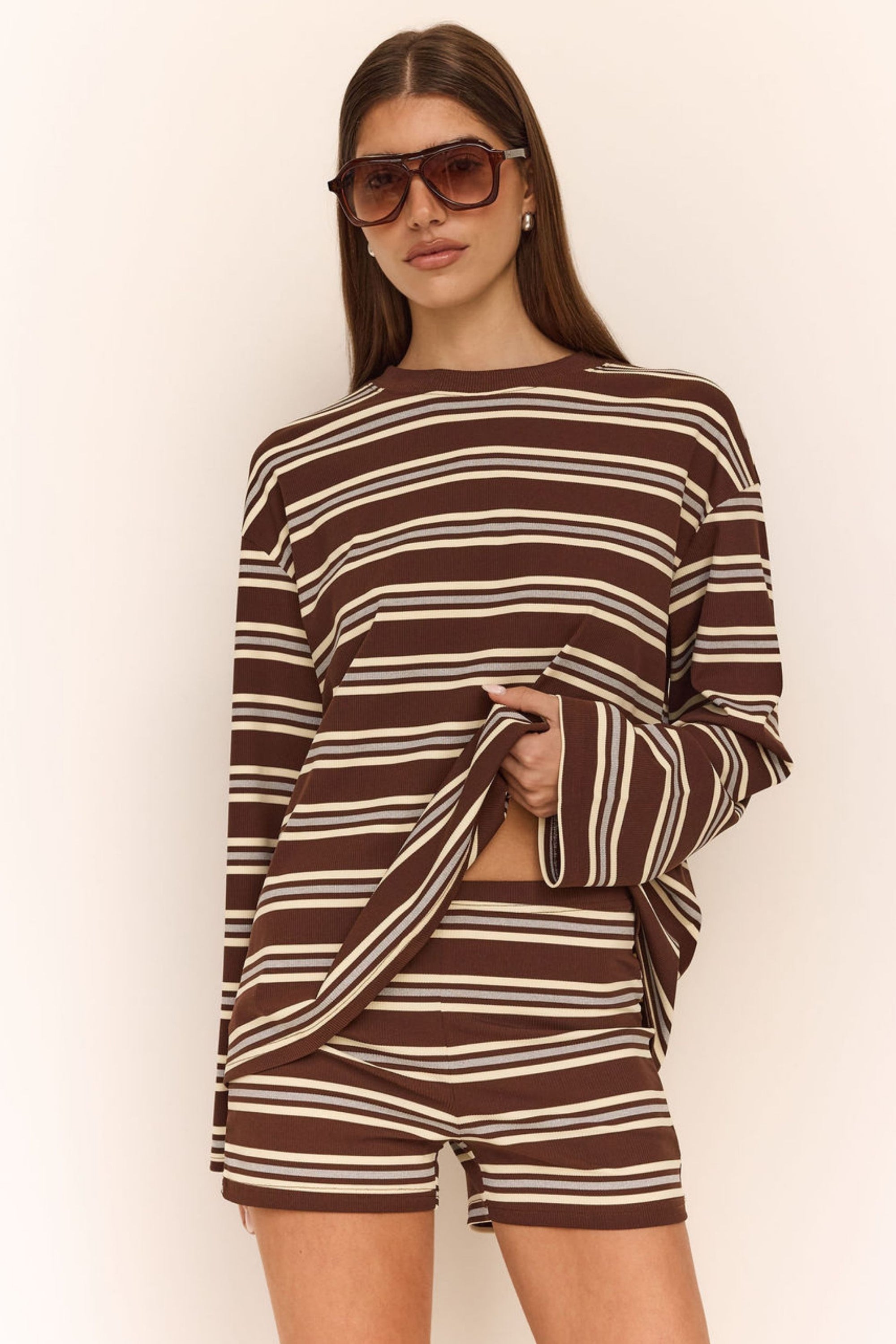 Kaia Short (Chocolate/Butter Stripe)