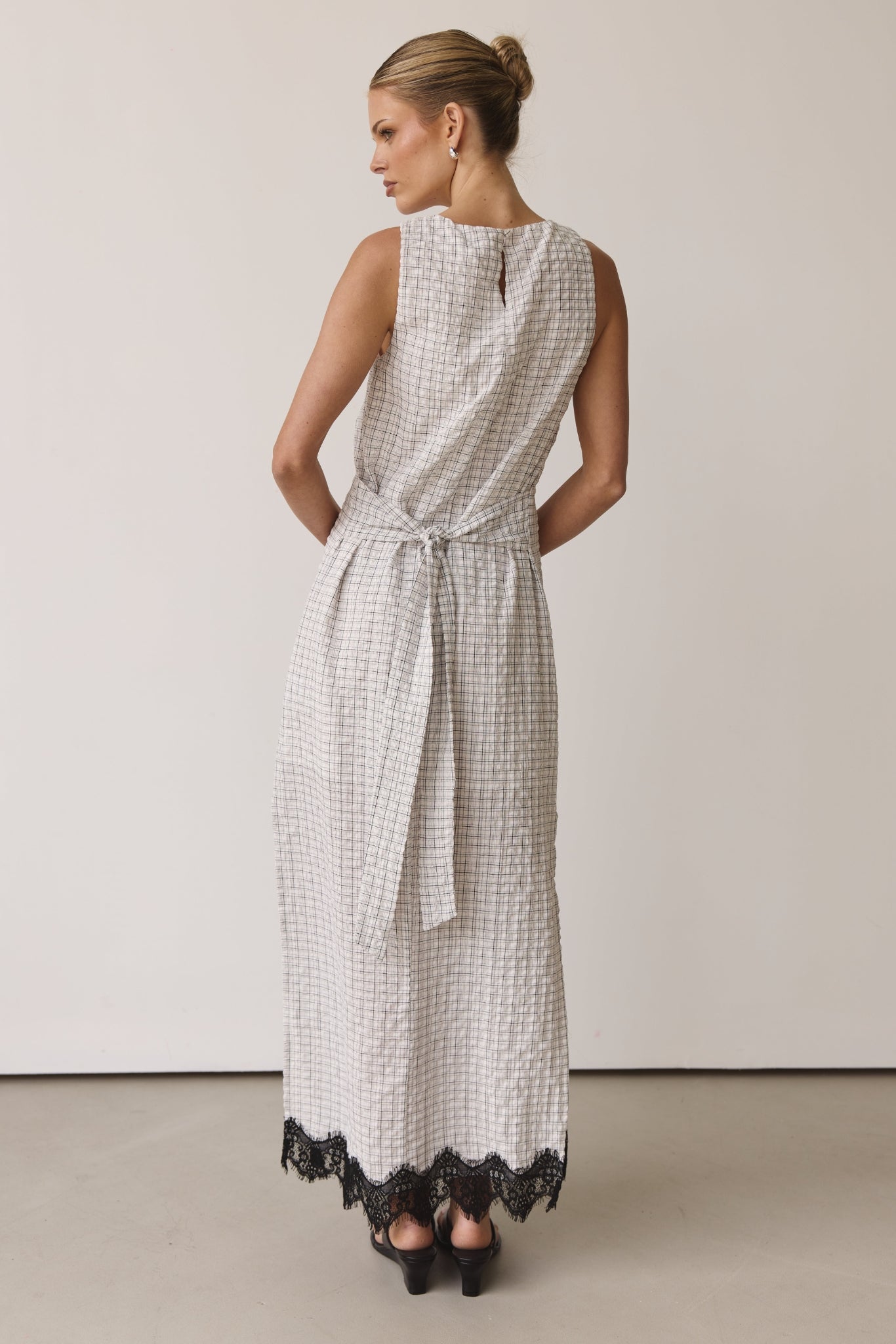 Holland Maxi Dress (White/Black Plaid)