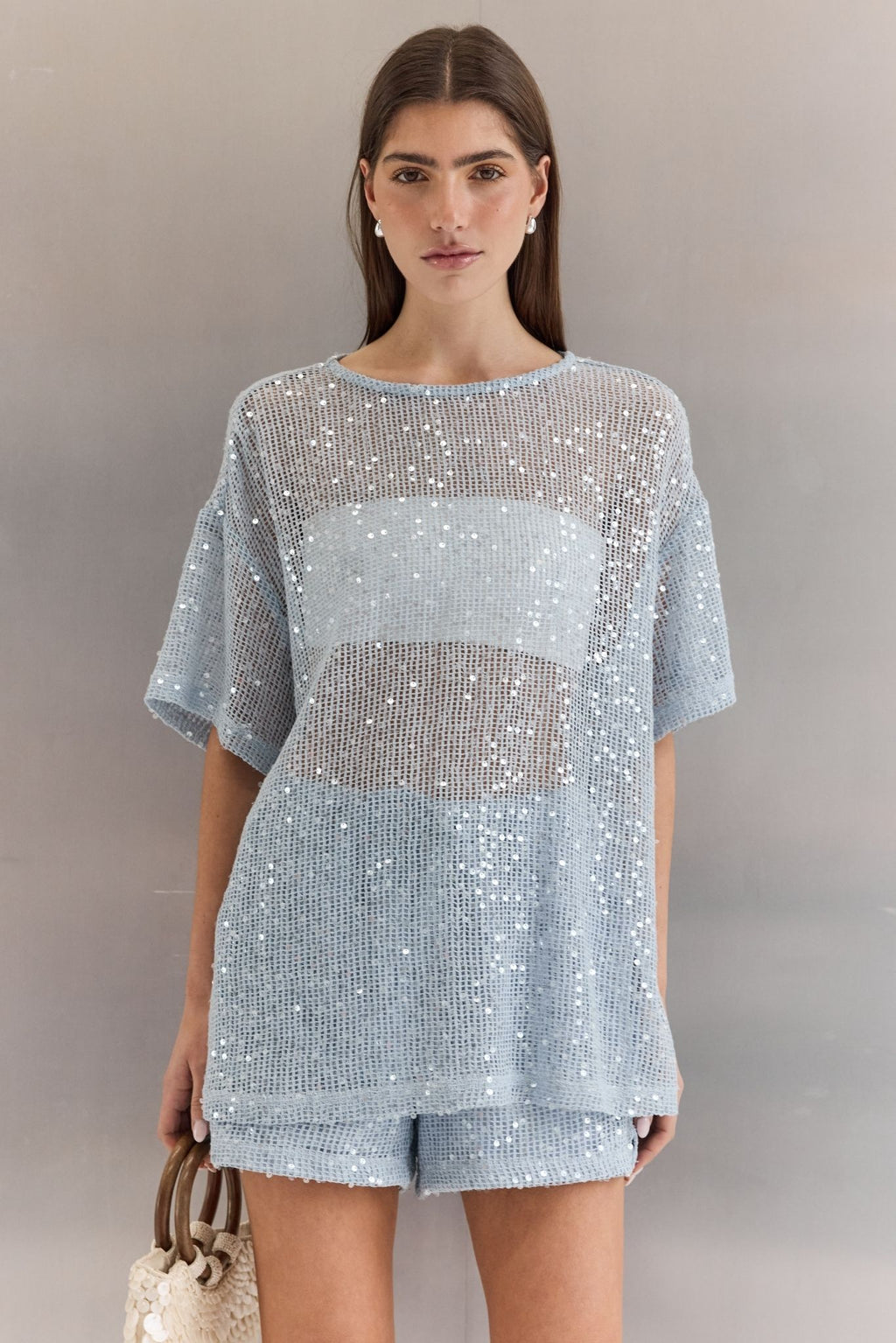 Ayla Sequin Short (Ice Blue)