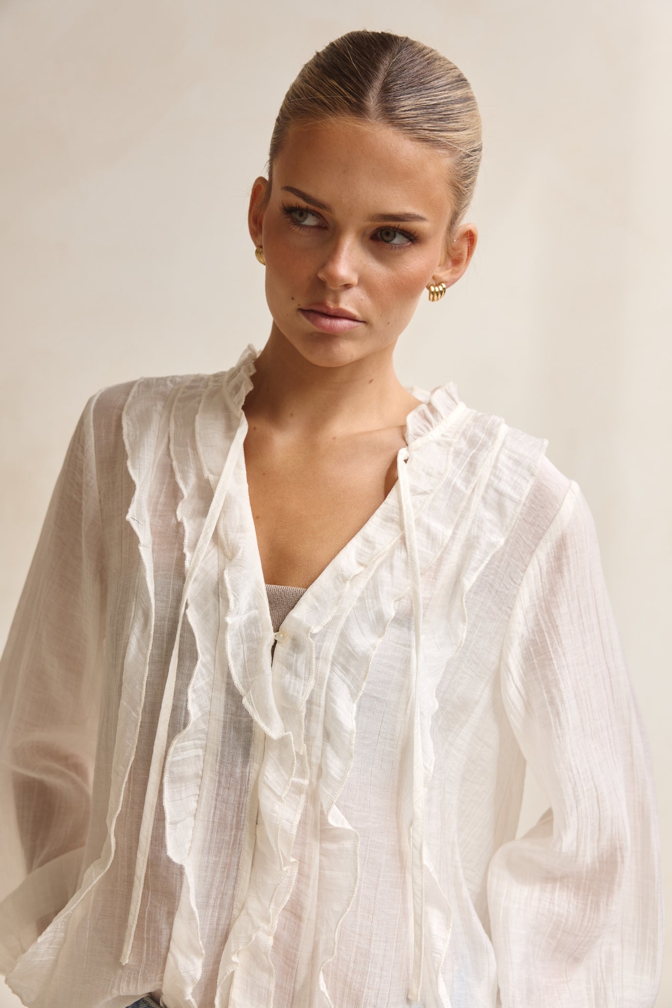 Colette Ruffle Shirt (Cream)