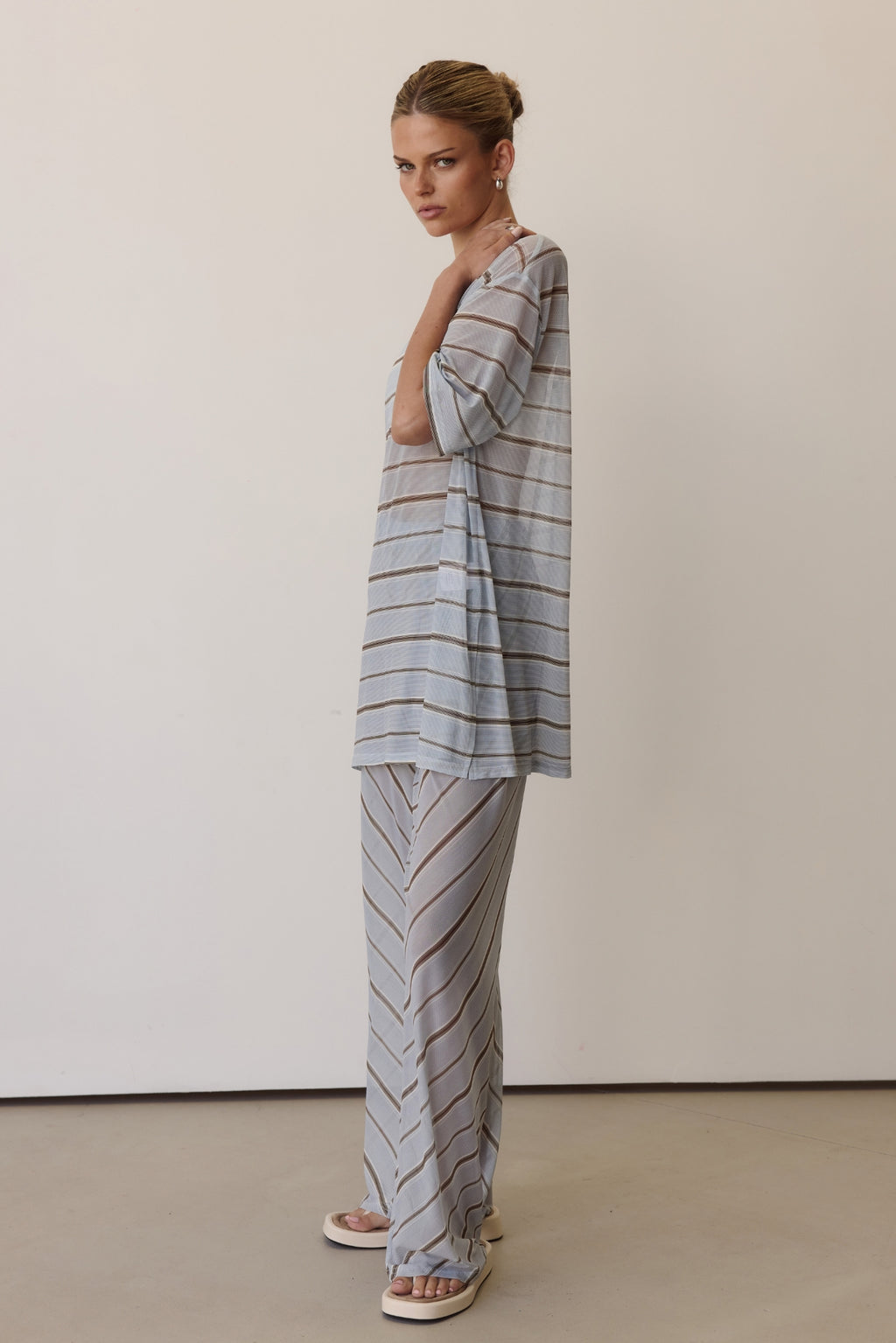 Sienna Shirt (Blue/Chocolate Stripe)