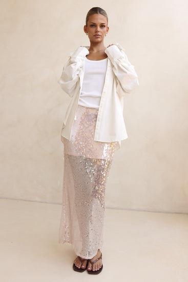 Veda Sequin Maxi Skirt (Pink)