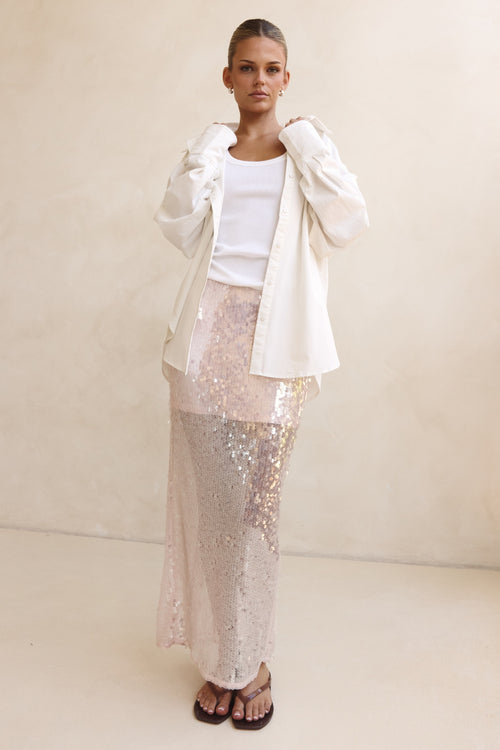 Veda Sequin Maxi Skirt (Pink)