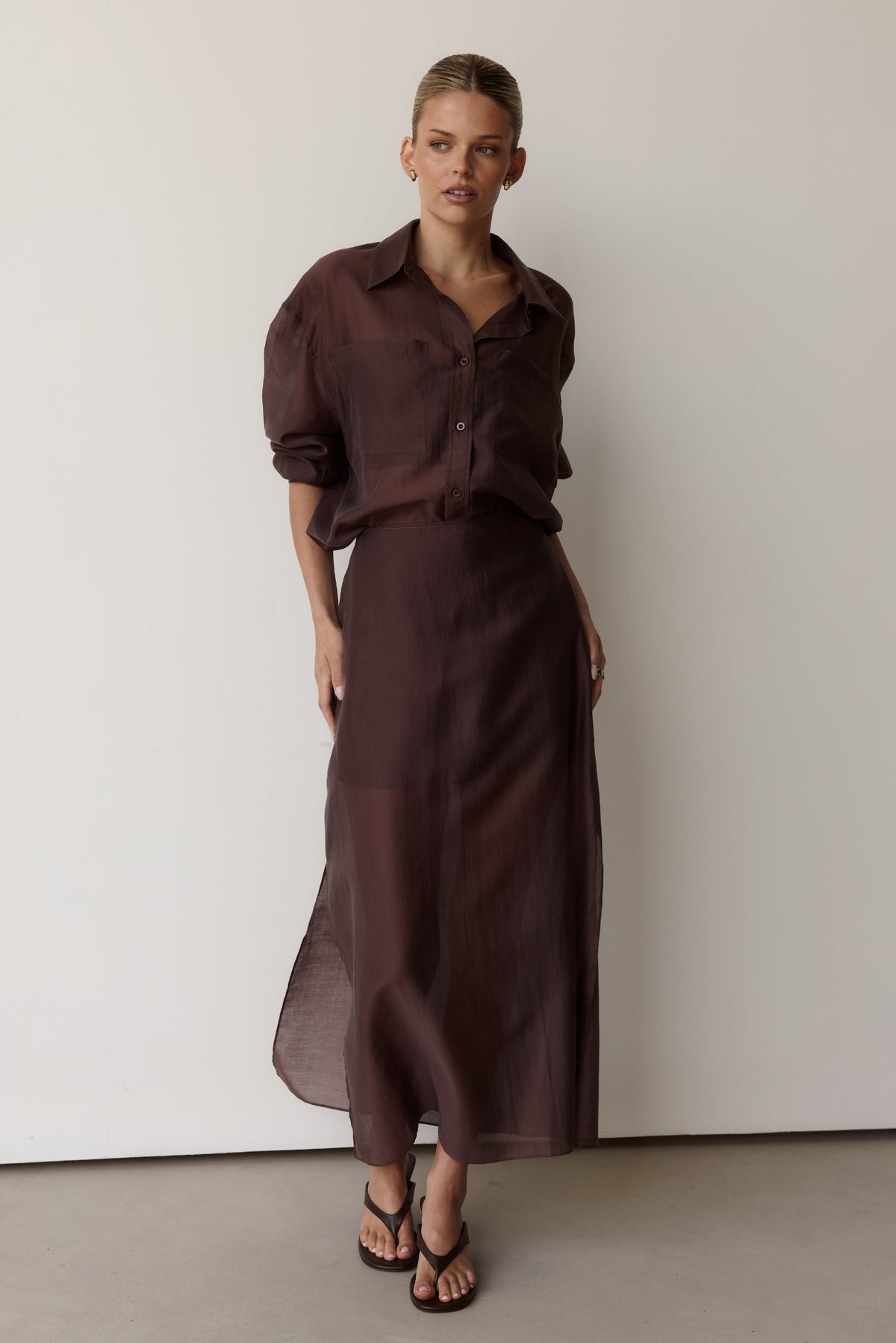 Wynn Midi Skirt (Chocolate)