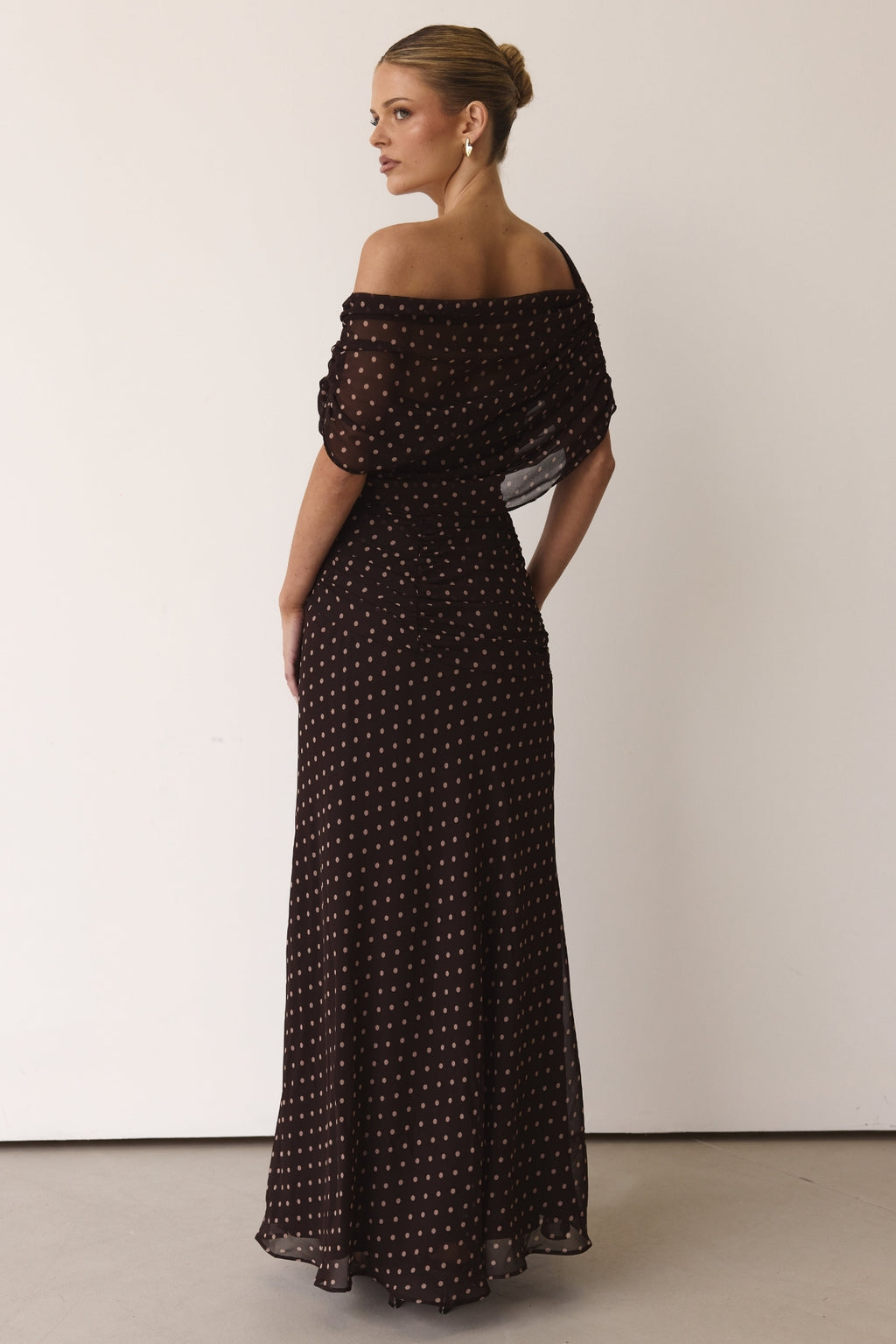Naomi Maxi Dress (Chocolate Polka)