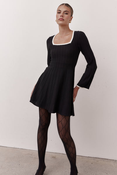 Zeno Knit Mini Dress (Black)