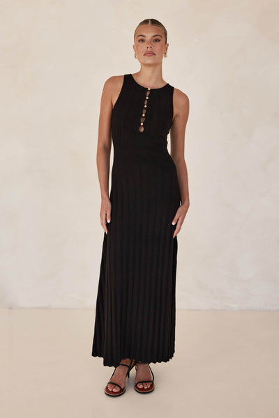 Corina Knit Maxi Dress (Black)