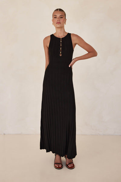 Corina Knit Maxi Dress (Black)