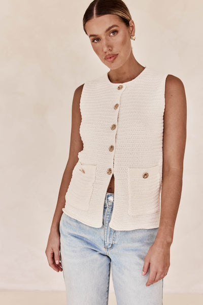 Dalia Knit Vest (Cream)