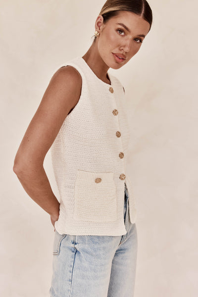 Dalia Knit Vest (Cream)