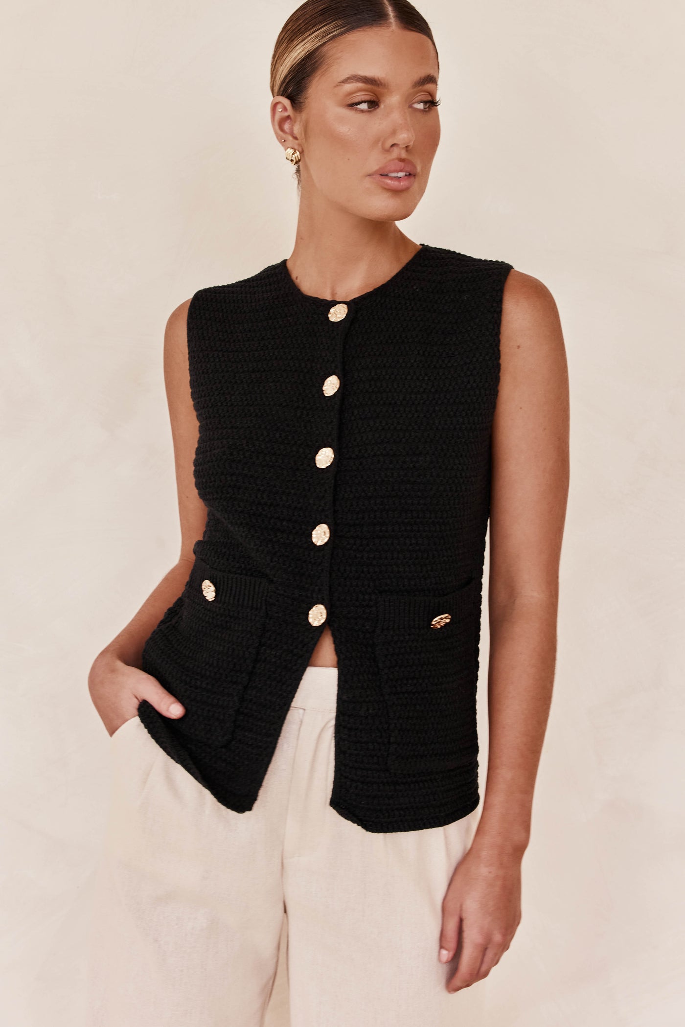 Dalia Knit Vest (Black)