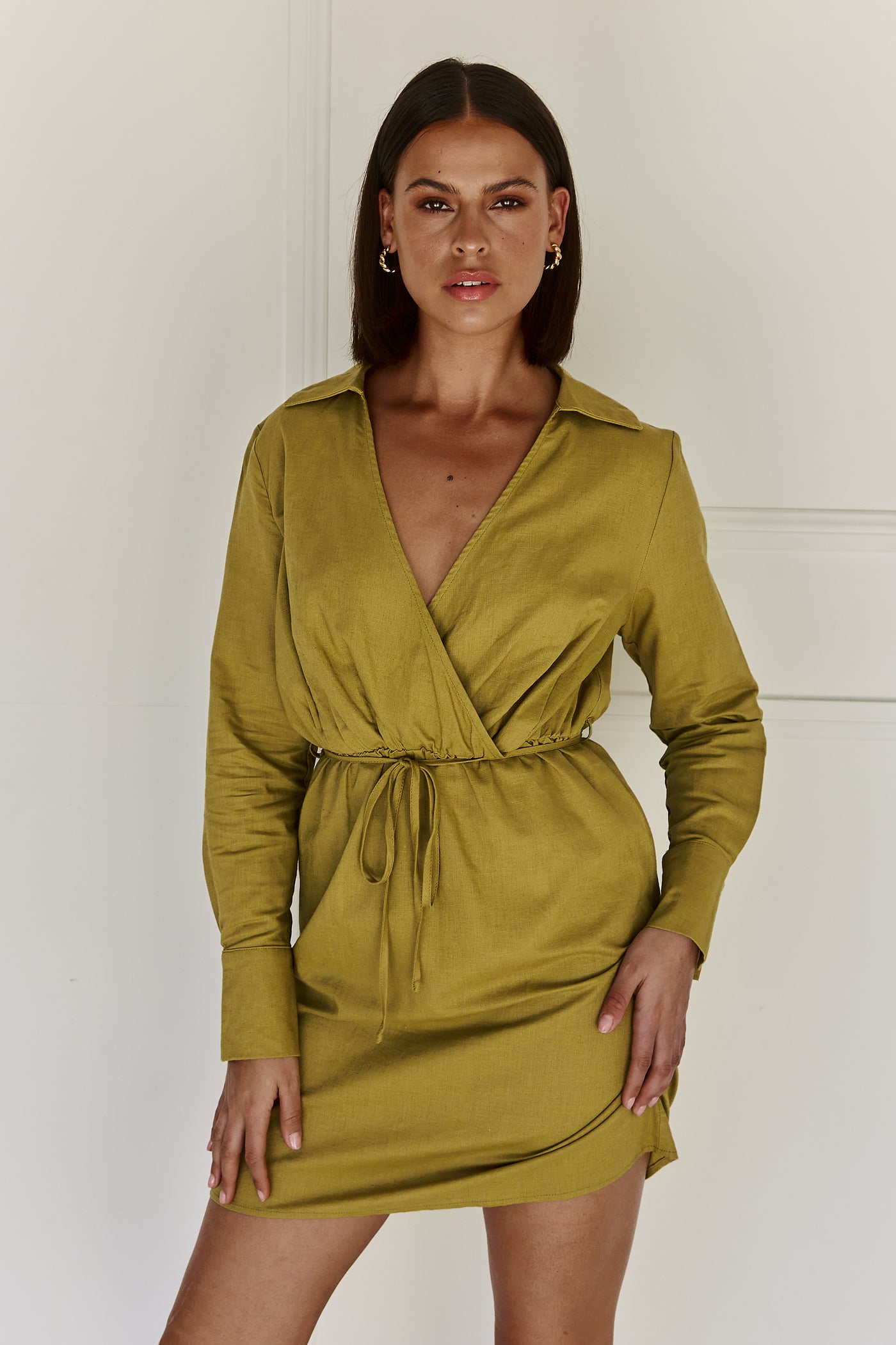 Calista Mini Dress (Olive)