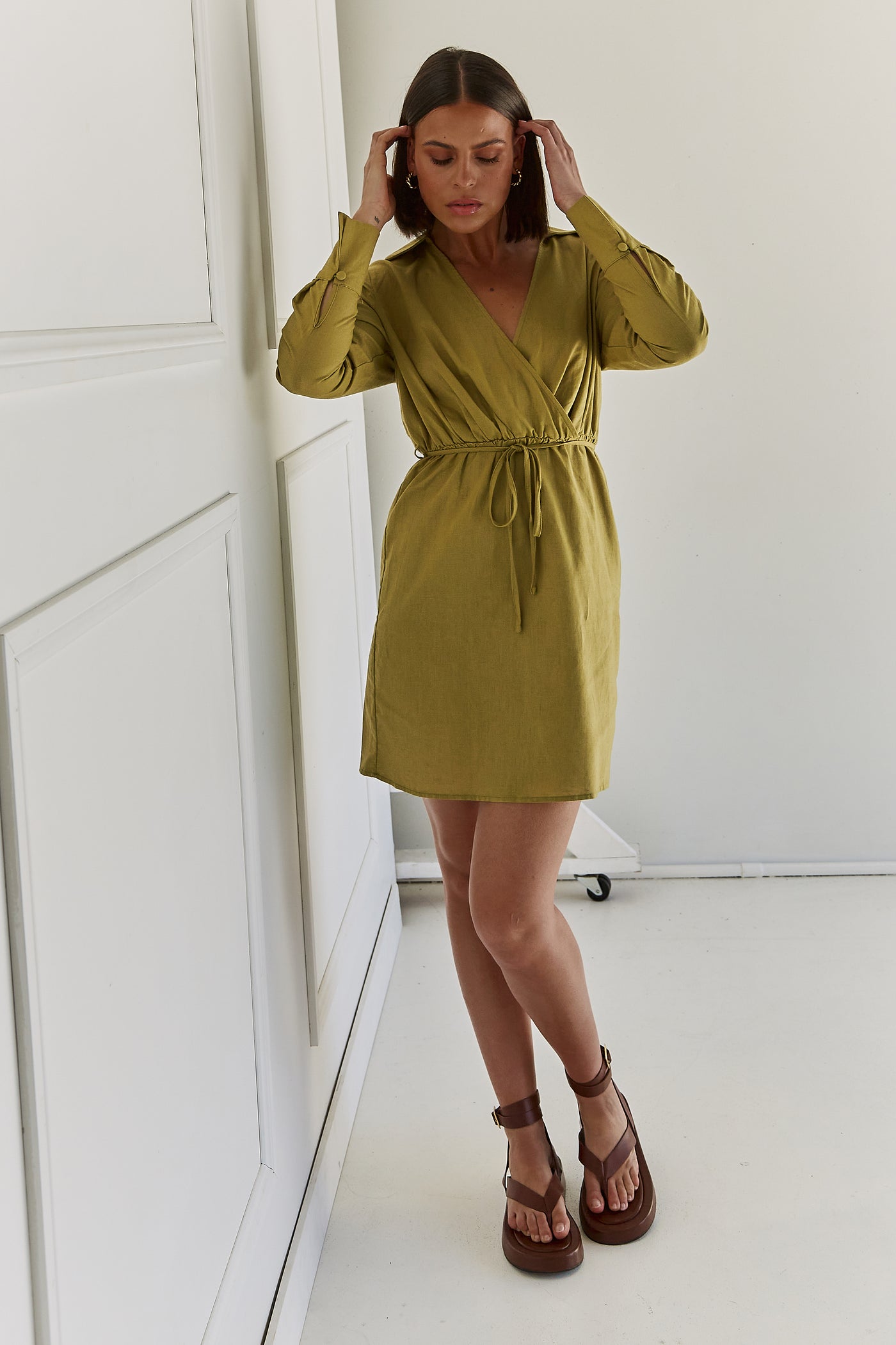 Calista Mini Dress (Olive)