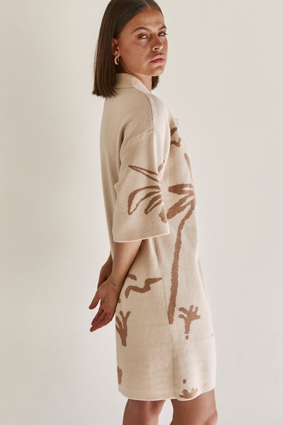 Beau Knit Mini Dress (Beige)