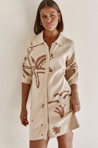 Beau Knit Mini Dress (Beige)