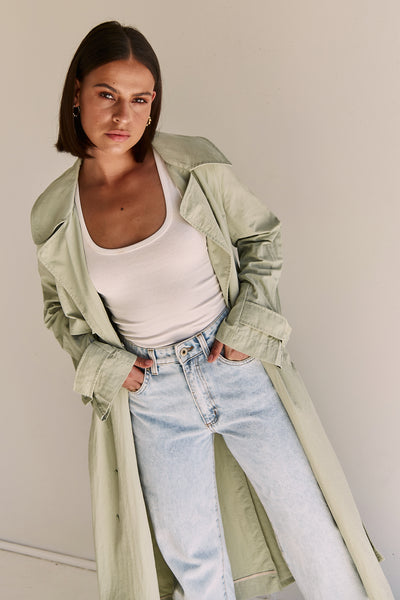 Senega Trench Coat (Sage)