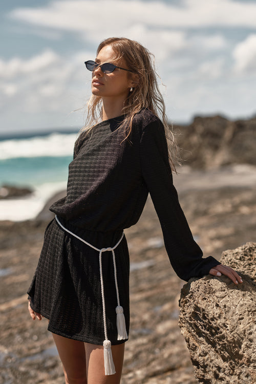 Reeve Knit Mini Dress (Black)