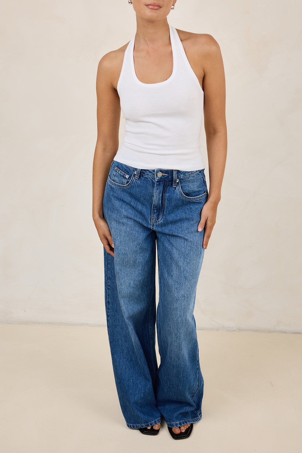 Rylee Knit Halter Top (White)