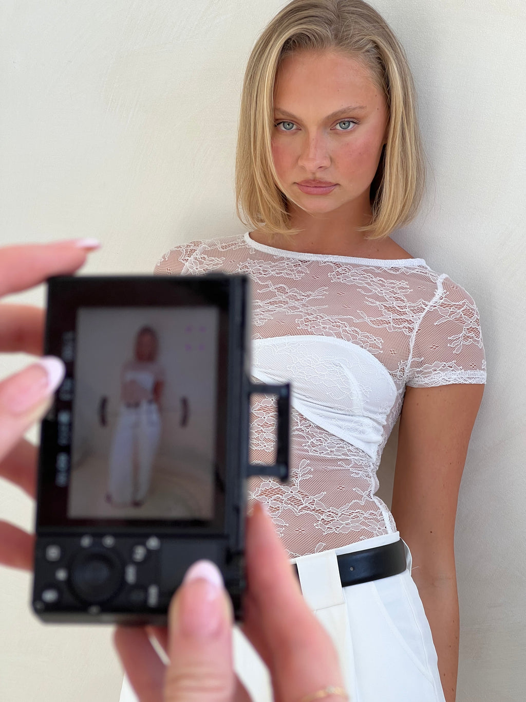 Kiera Short Sleeve Top (White)