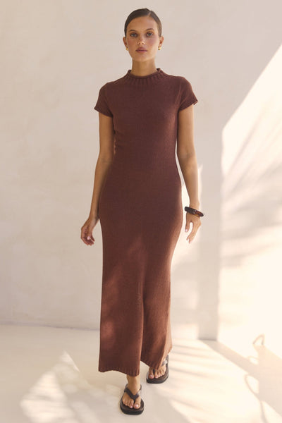 Liliana Knit Maxi Dress (Rust)