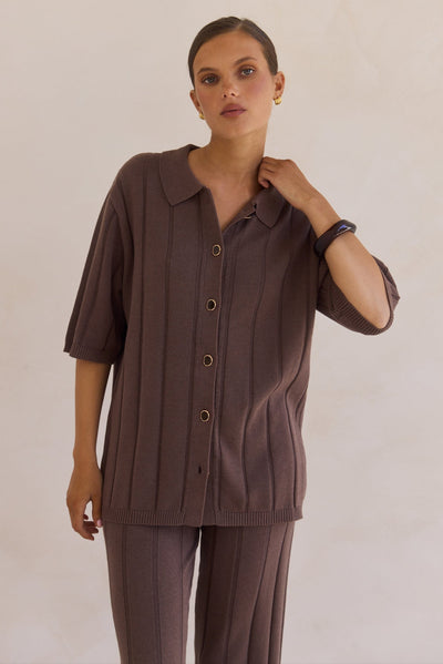 Solace Knit Top (Chocolate)