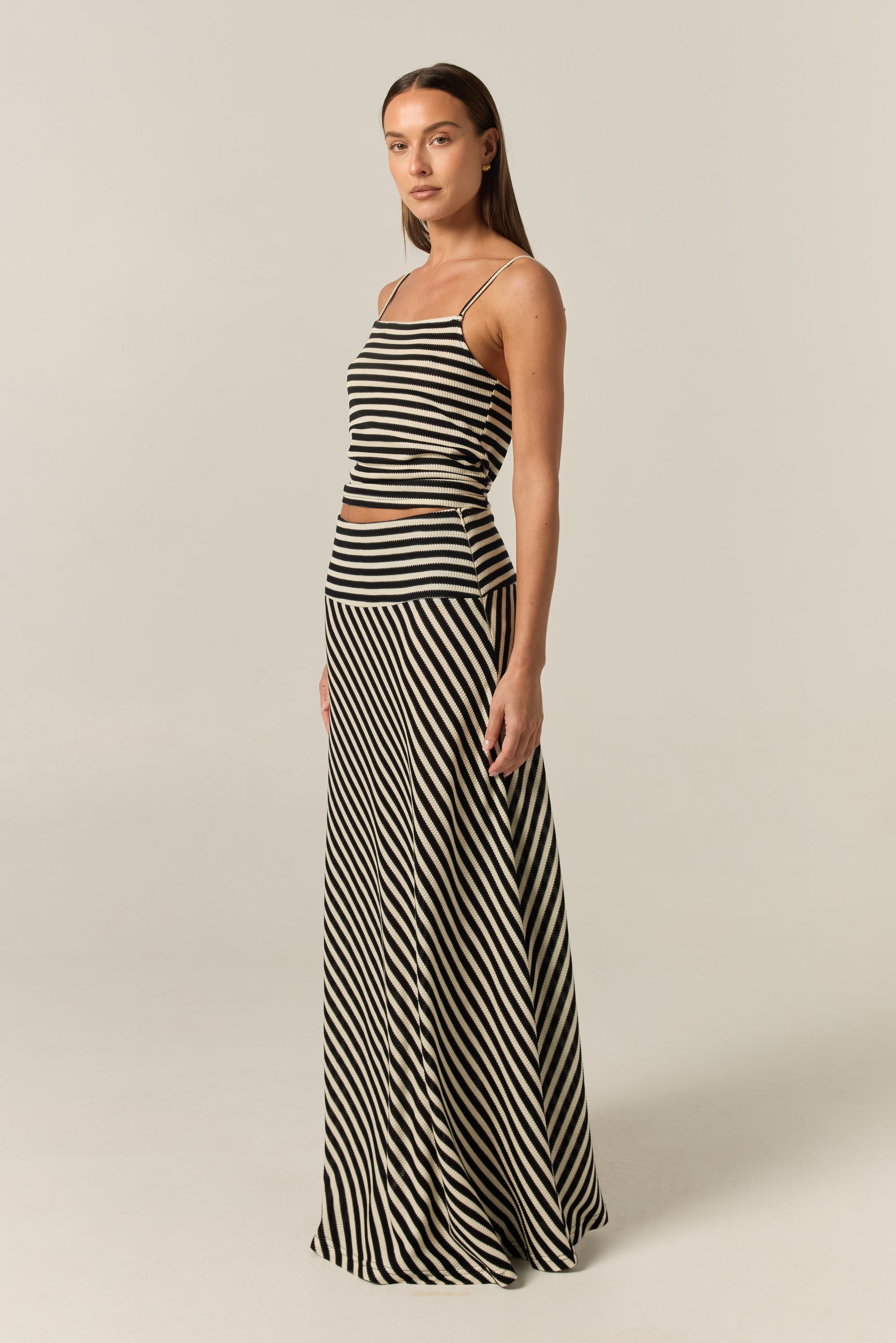 Parker Knit Cami Top (Black/Cream Stripe)