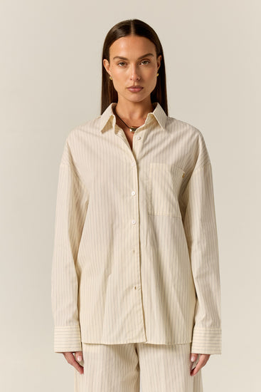 Ellis Shirt (Butter Pinstripe)