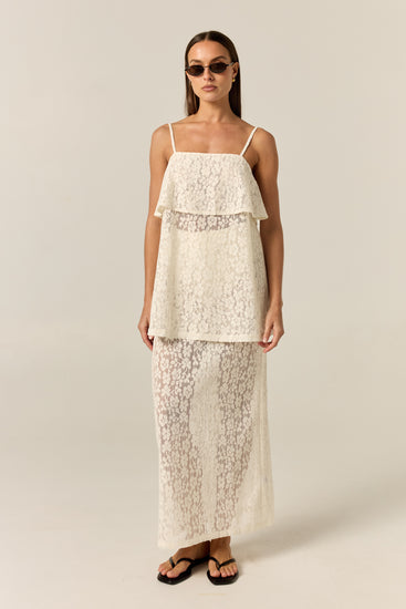 Cora Lace Midi Skirt (Cream)