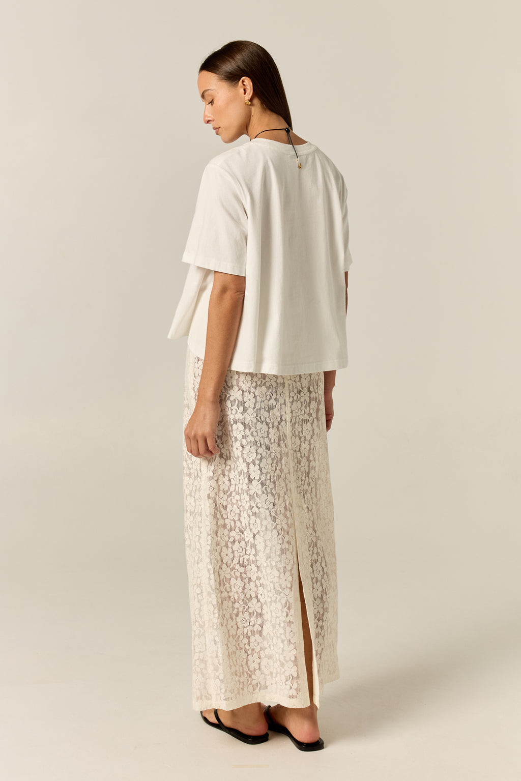 Cora Lace Midi Skirt (Cream)