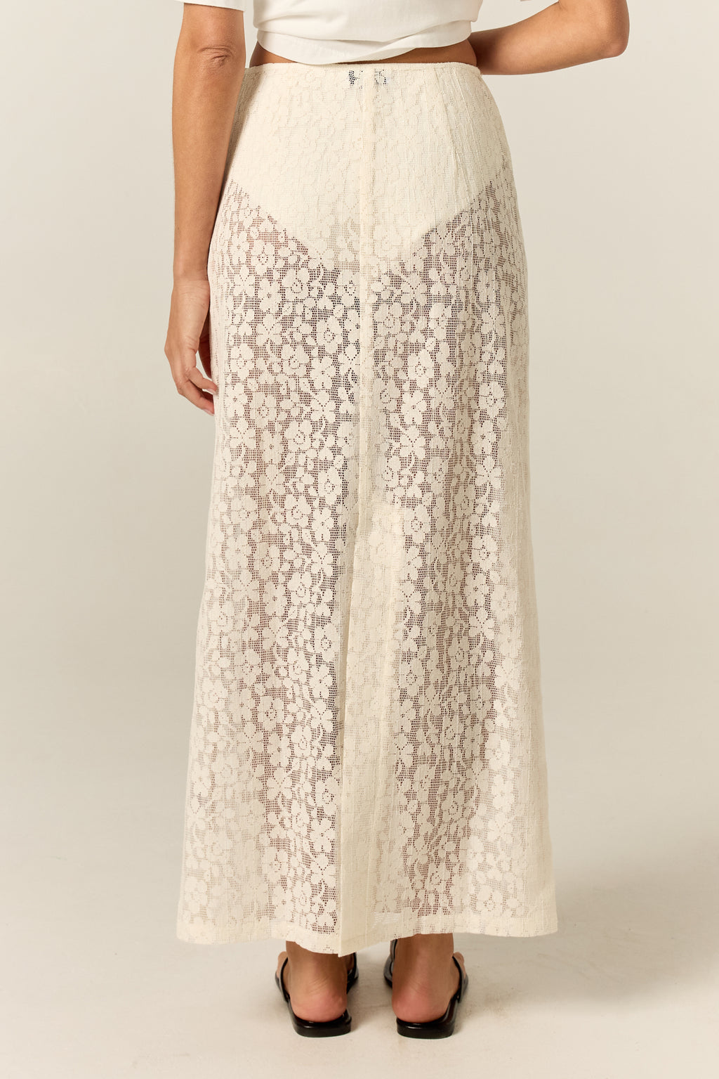 Cora Lace Midi Skirt (Cream)