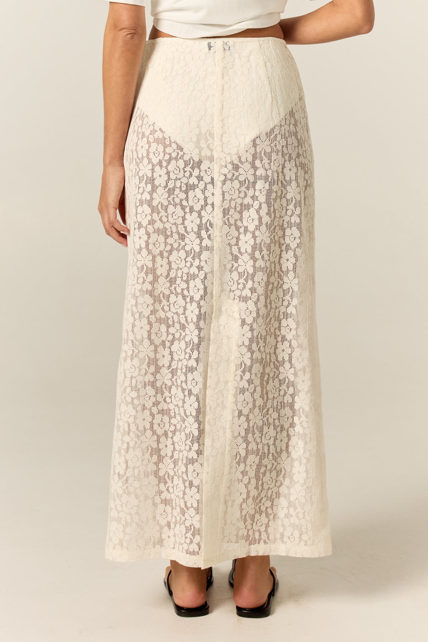 Cora Lace Midi Skirt (Cream)