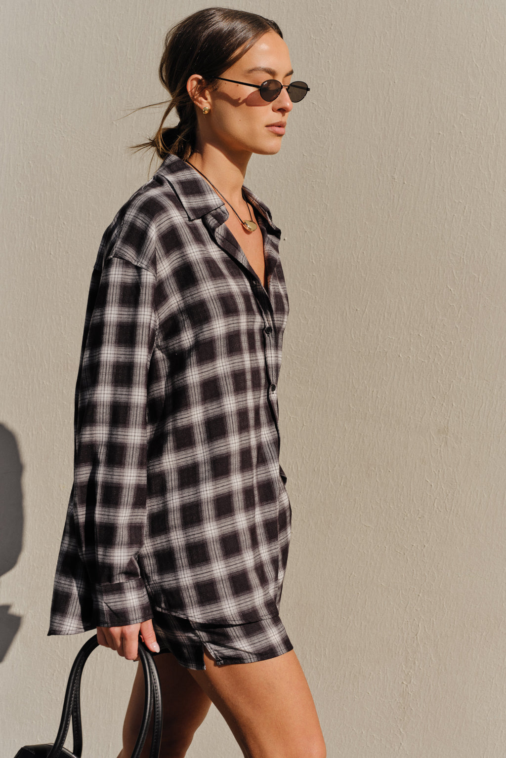 Lainey Shirt (Black Plaid)