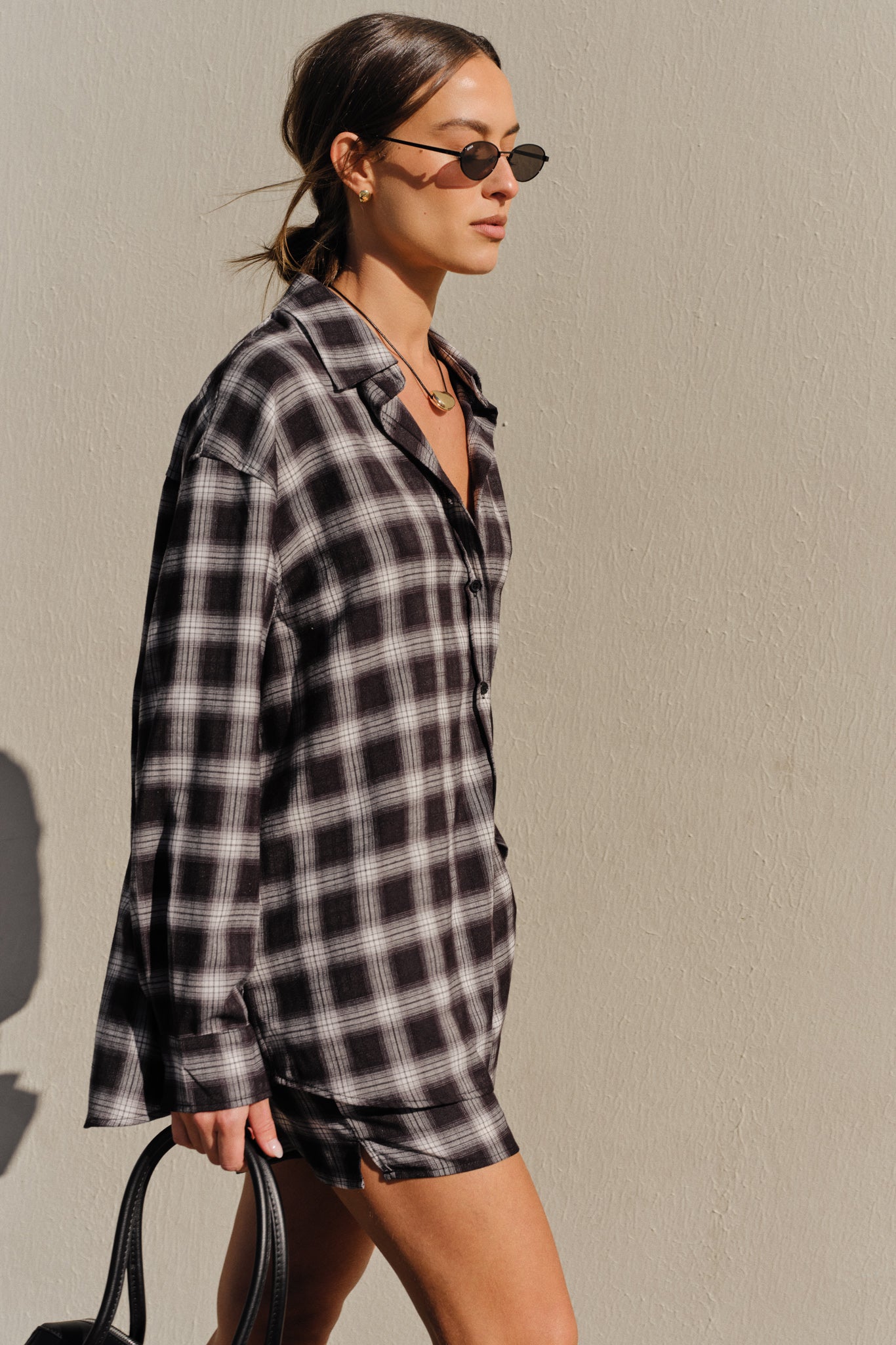 Lainey Shirt (Black Plaid)