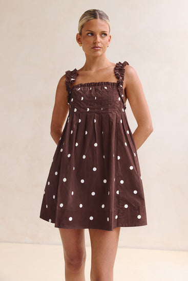 Lila Mini Dress (Choc Polka)