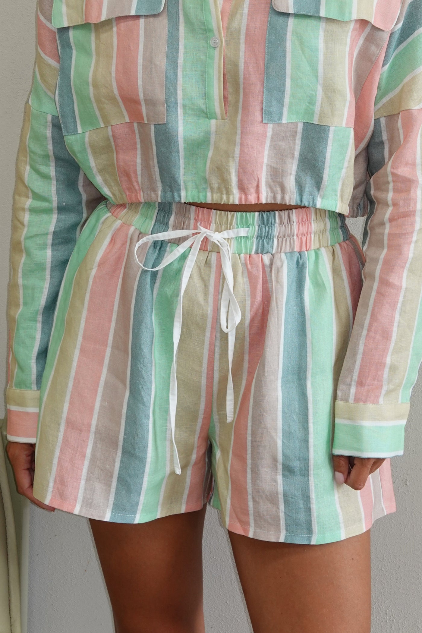 Luna Linen Shorts (Stripe)