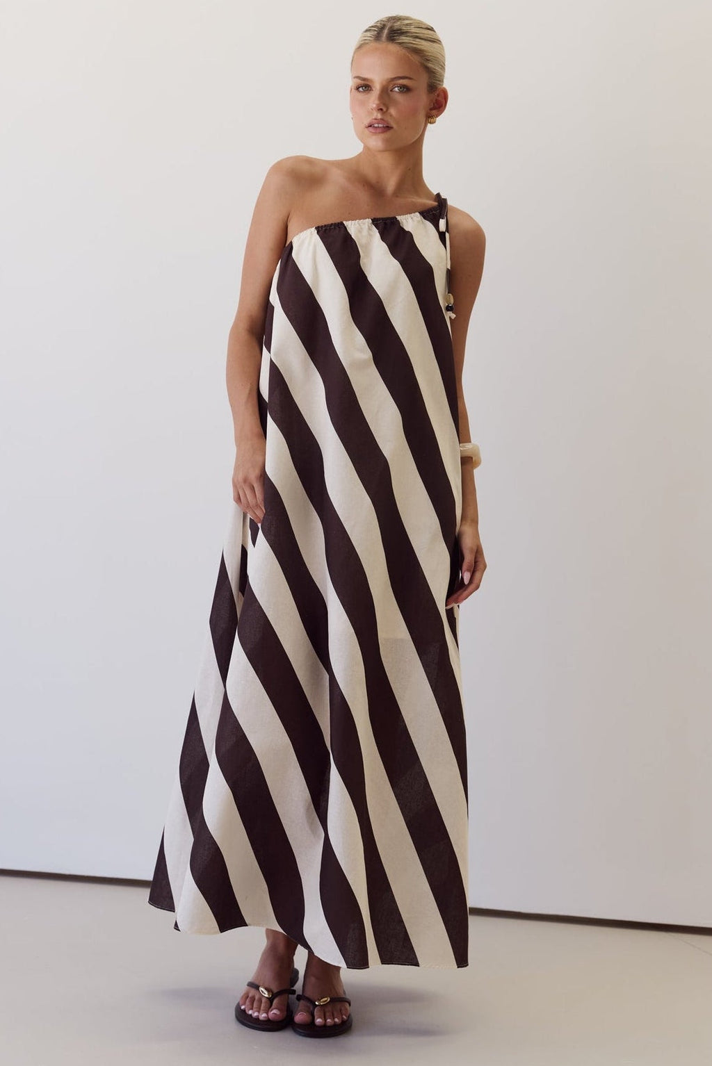 Hadden Maxi Dress (Chocolate/Cream Stripe)