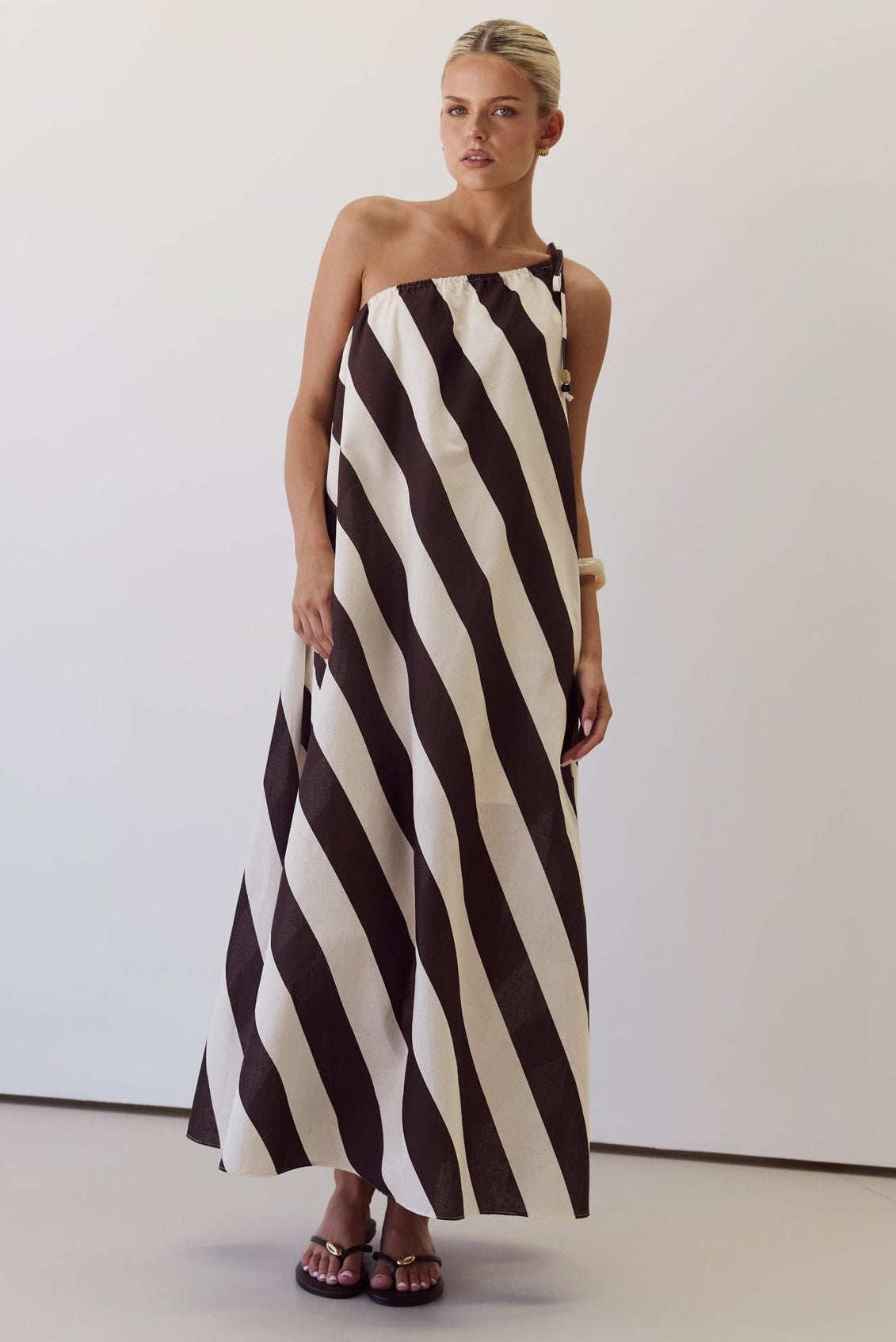 Hadden Maxi Dress (Chocolate/Cream Stripe)