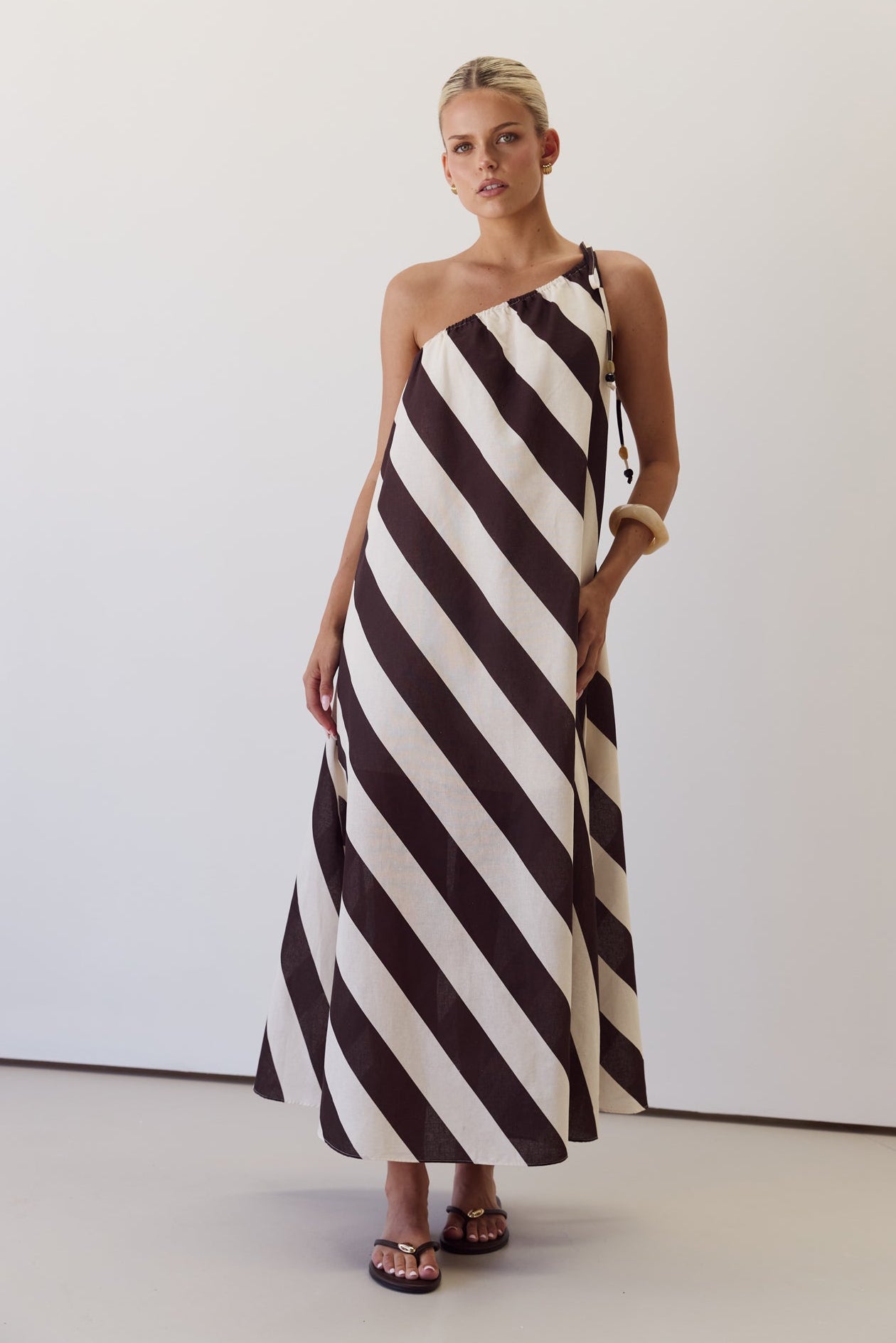 Hadden Maxi Dress (Chocolate/Cream Stripe)