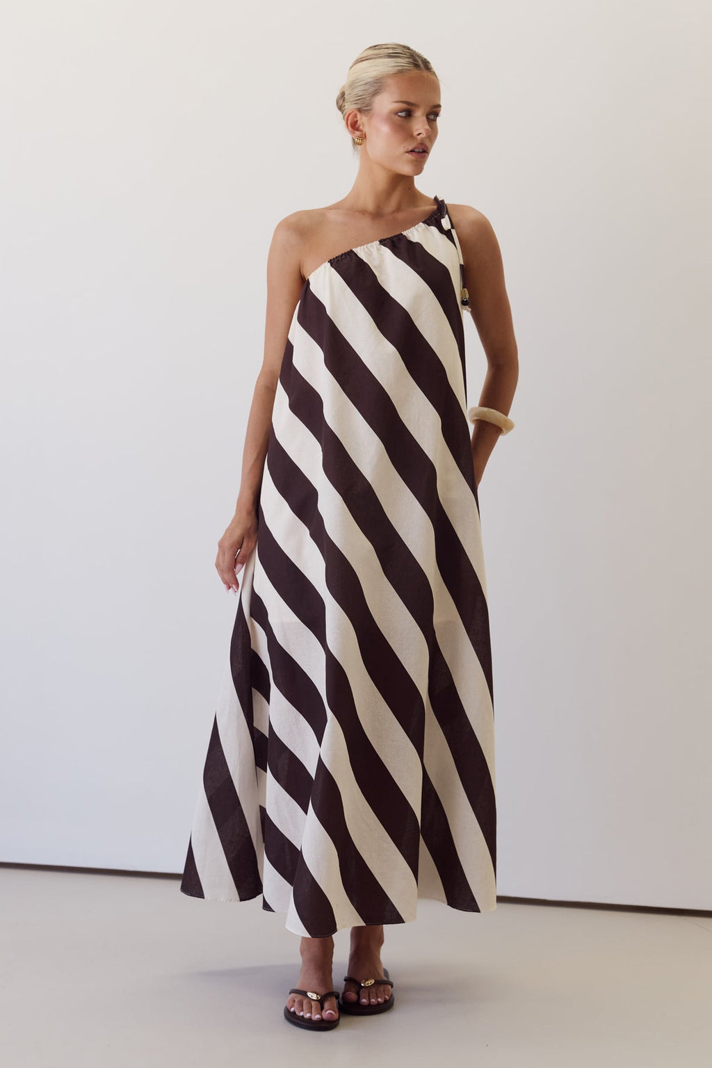 Hadden Maxi Dress (Chocolate/Cream Stripe)