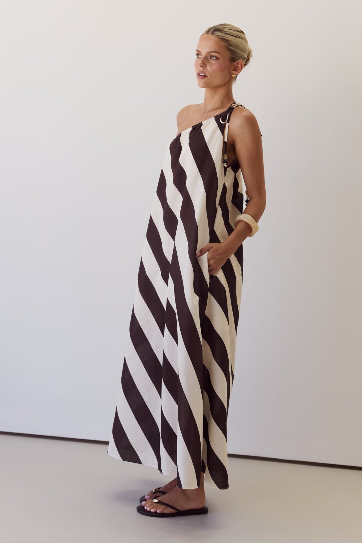 Hadden Maxi Dress (Chocolate/Cream Stripe)