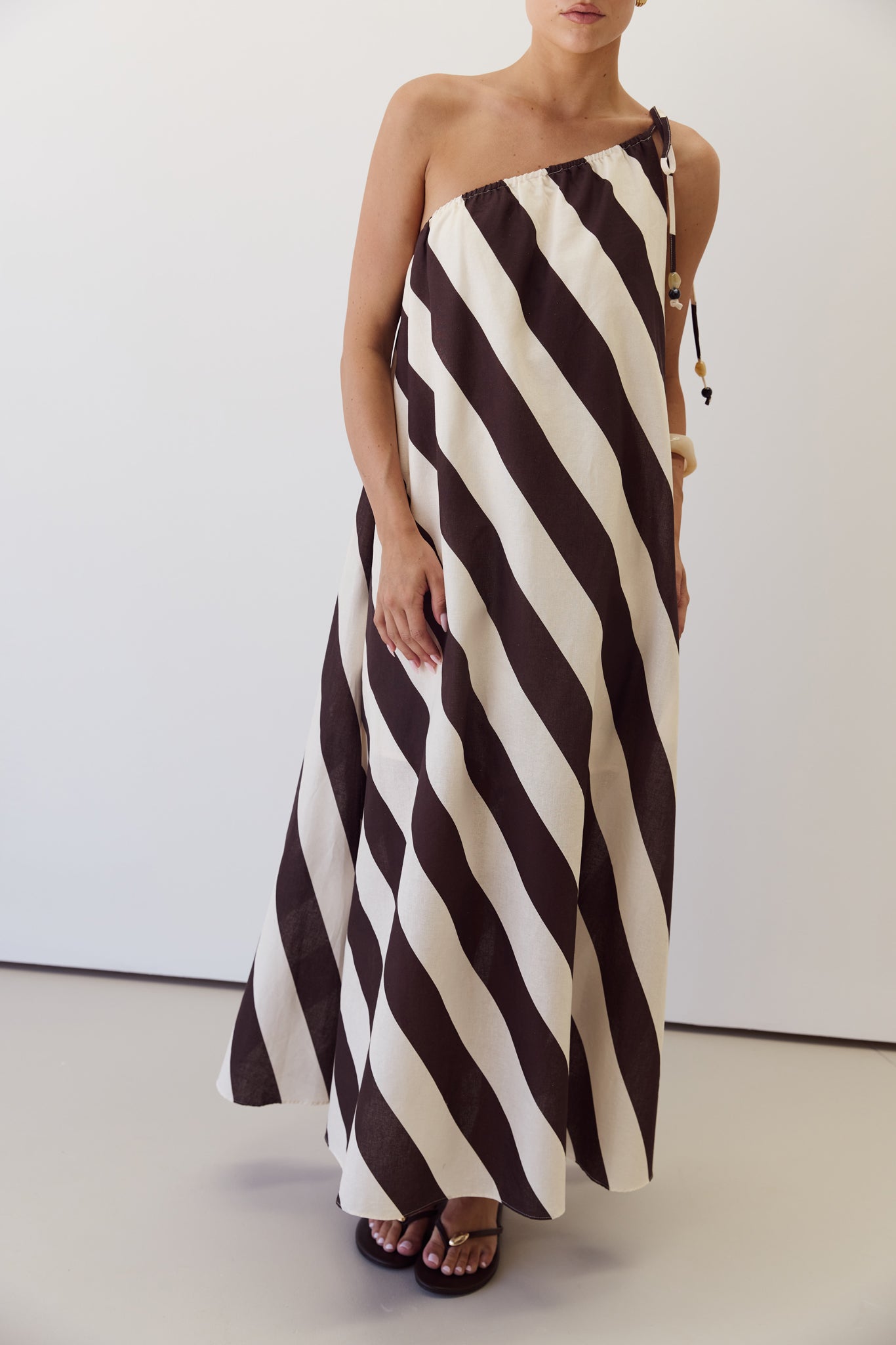 Hadden Maxi Dress (Chocolate/Cream Stripe)