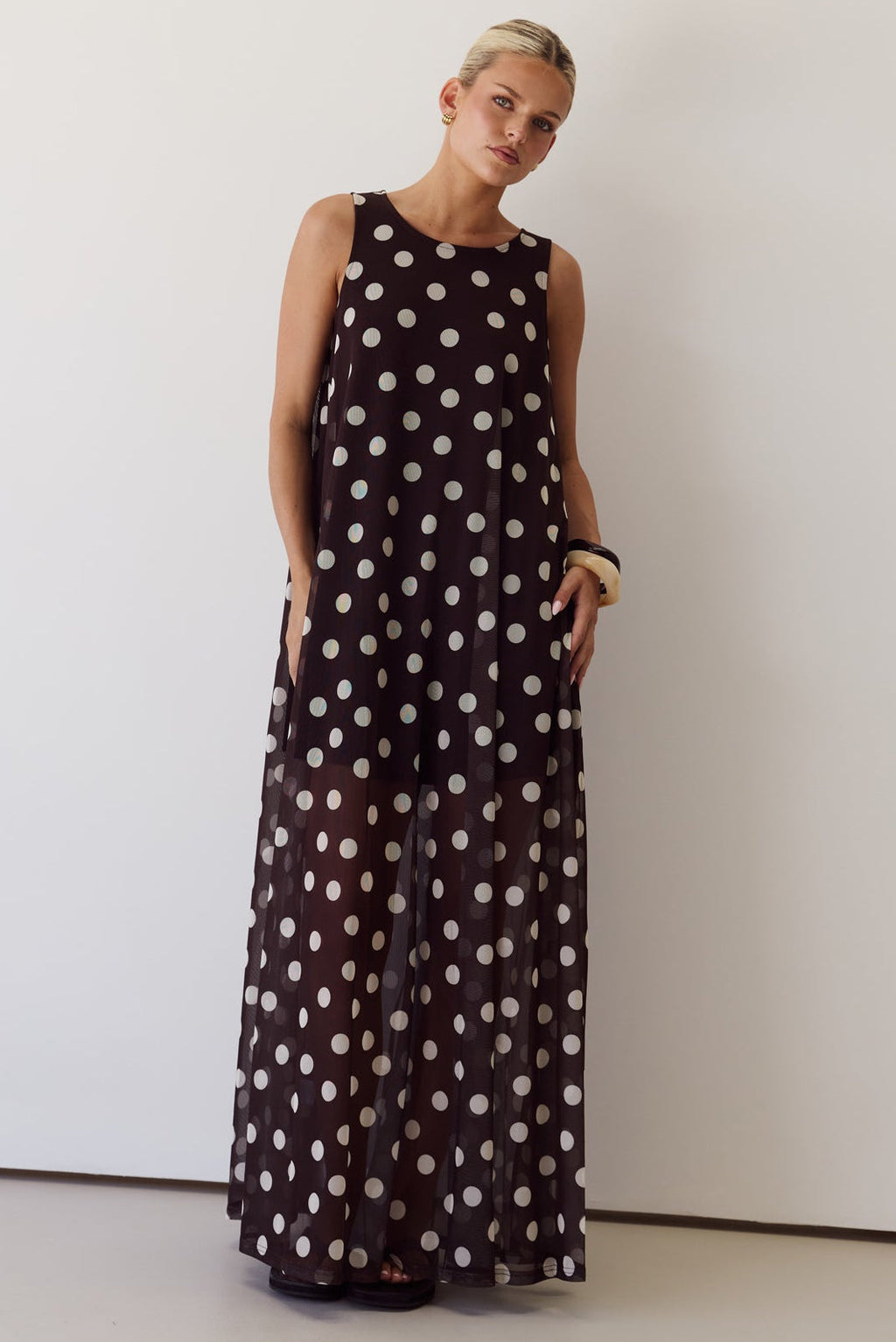 Nola Maxi Dress (Chocolate Polka)