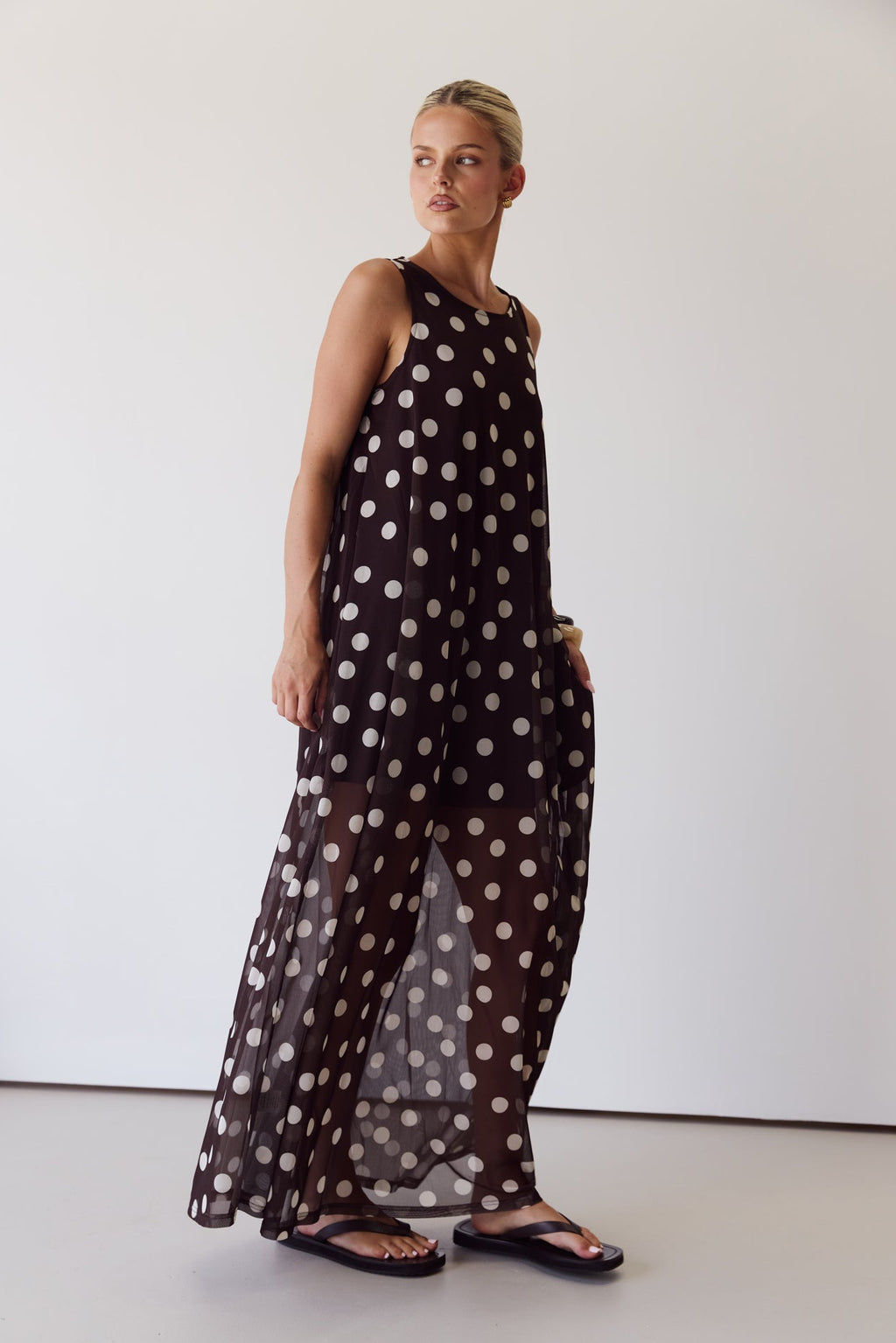 Nola Maxi Dress (Chocolate Polka)