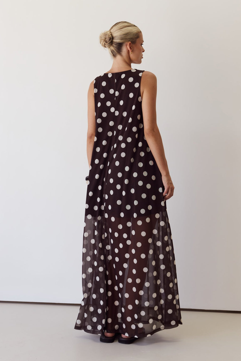 Nola Maxi Dress (Chocolate Polka)