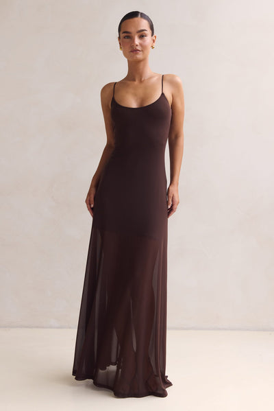 Alessandra Mesh Maxi Dress (Chocolate)