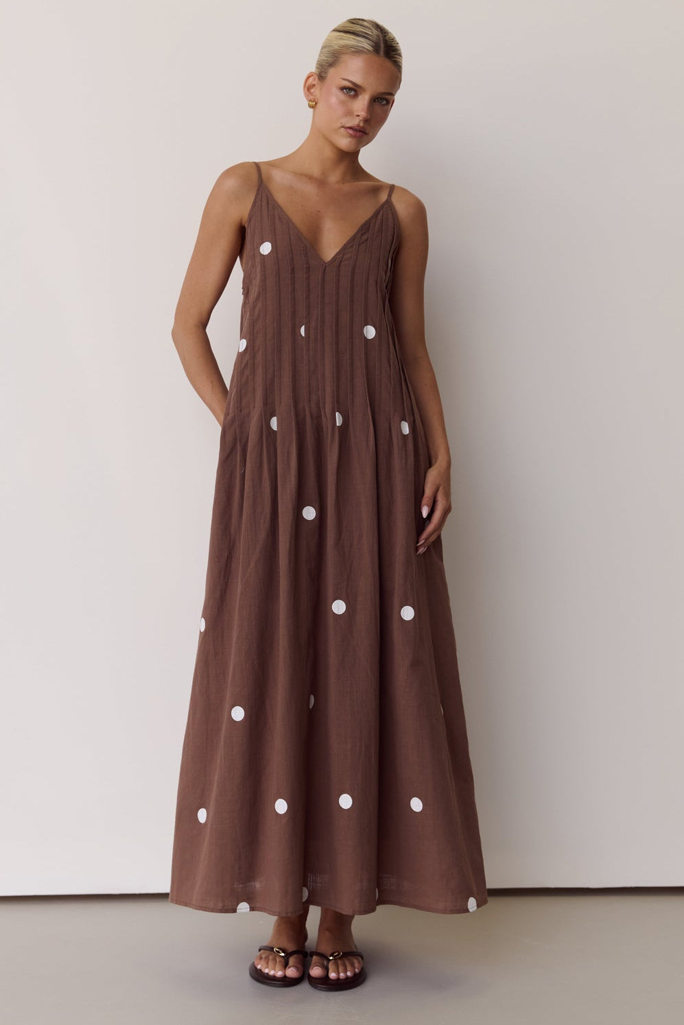 Layla Maxi Dress (Choc Polka)