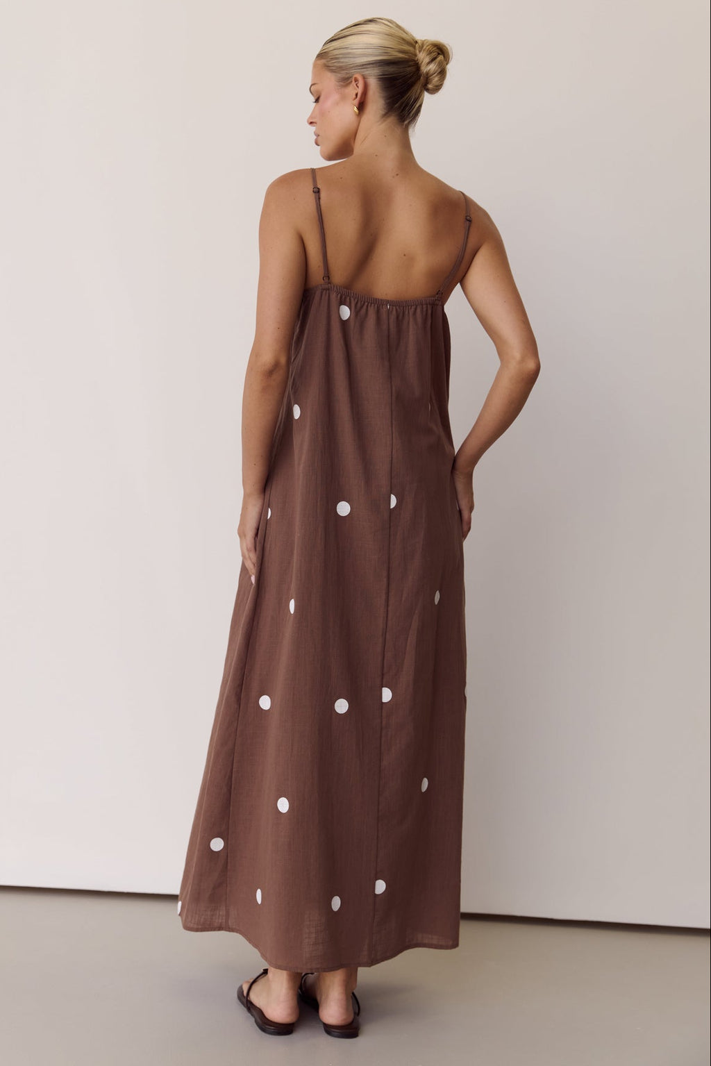 Layla Maxi Dress (Chocolate Polka)