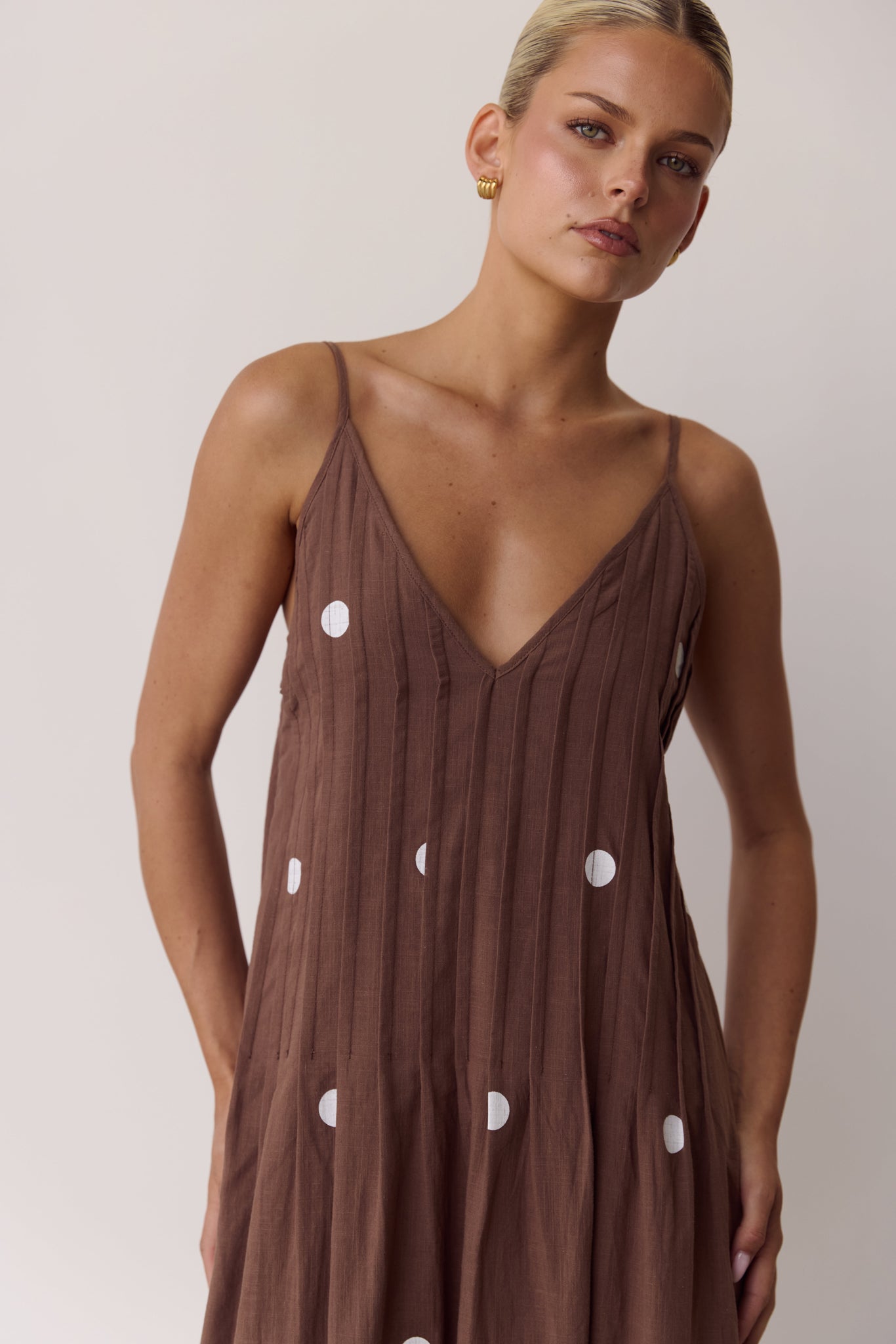 Layla Maxi Dress (Choc Polka)