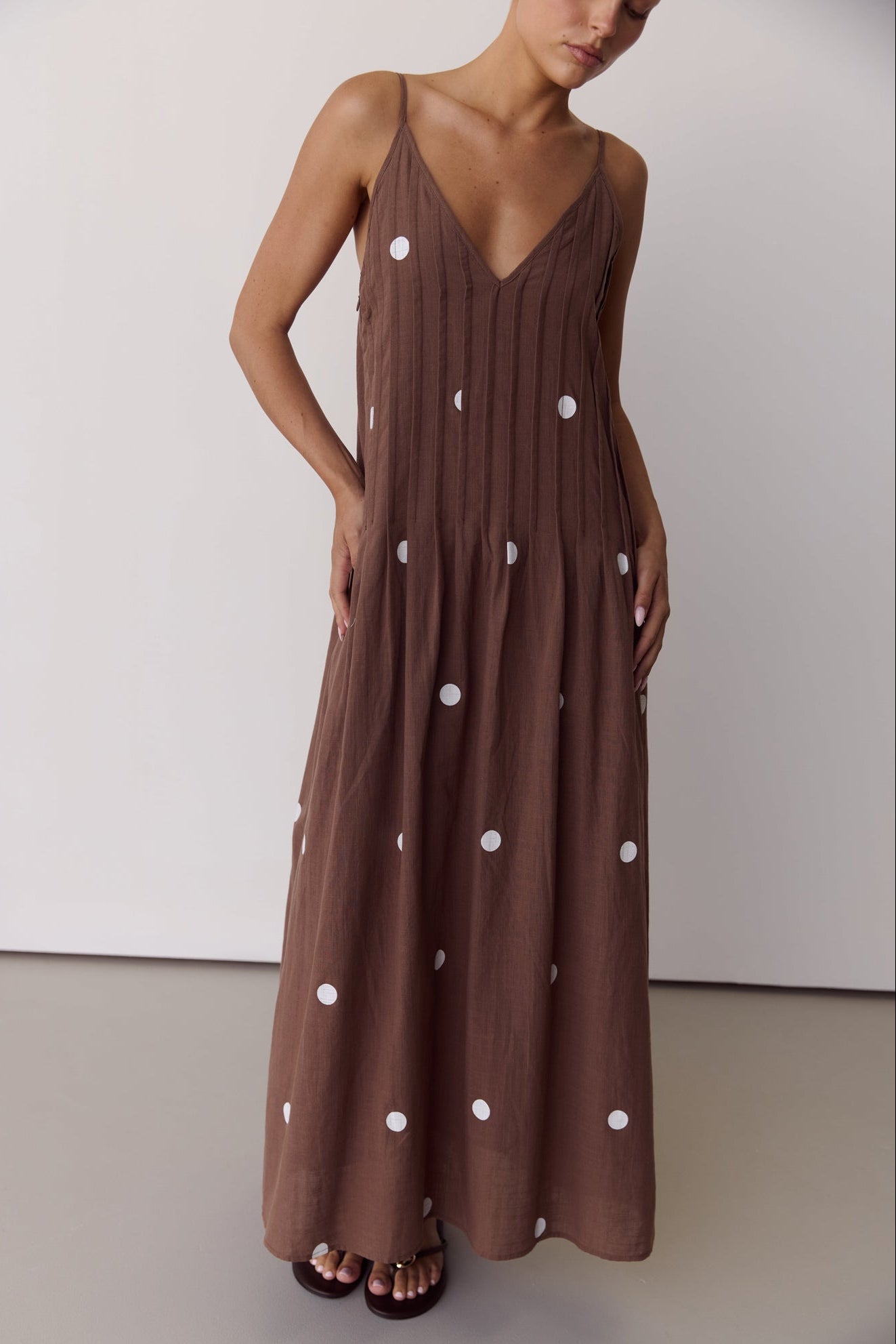 Layla Maxi Dress (Choc Polka)
