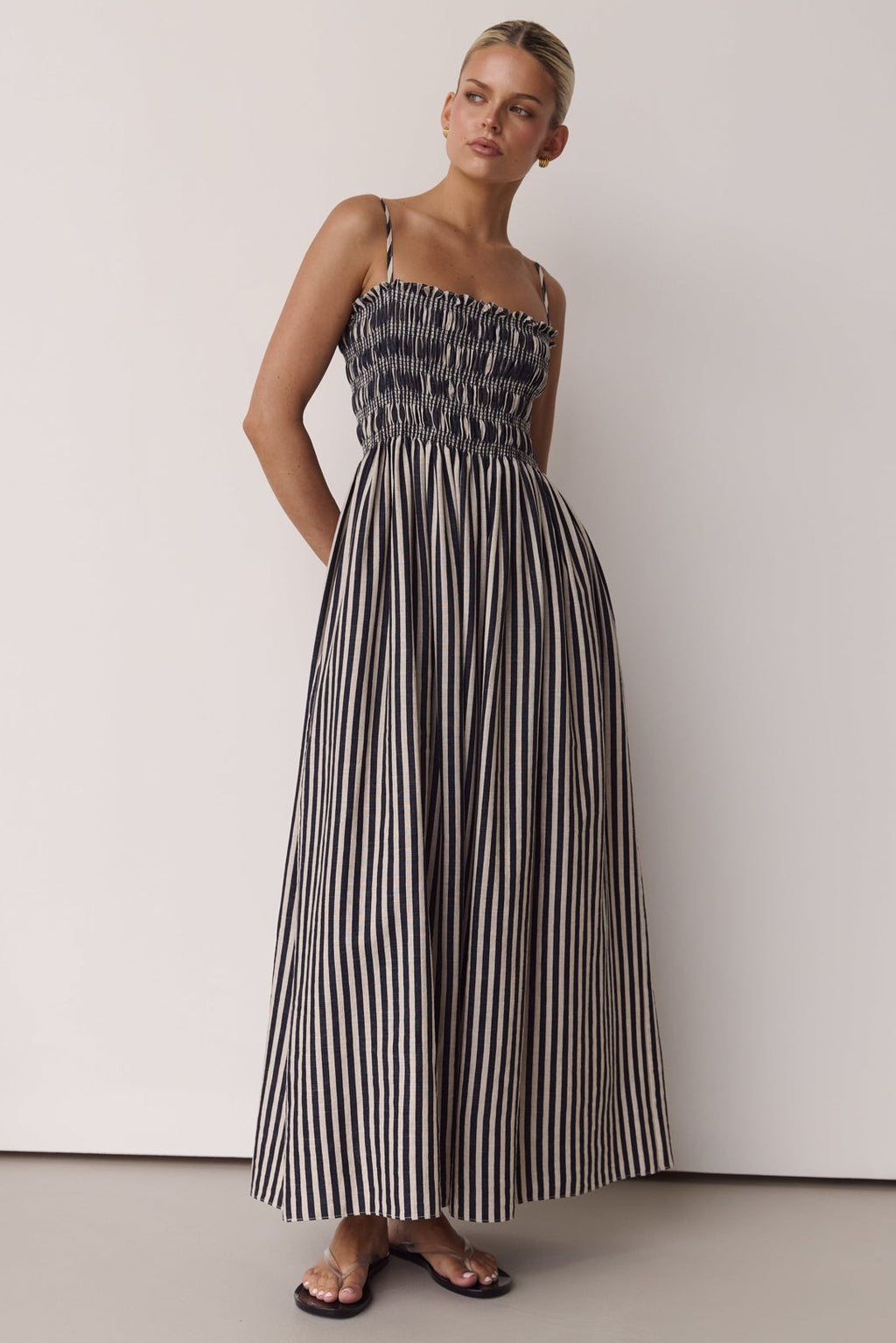 Estelle Maxi Dress 2.0 (Black/Beige Stripe)